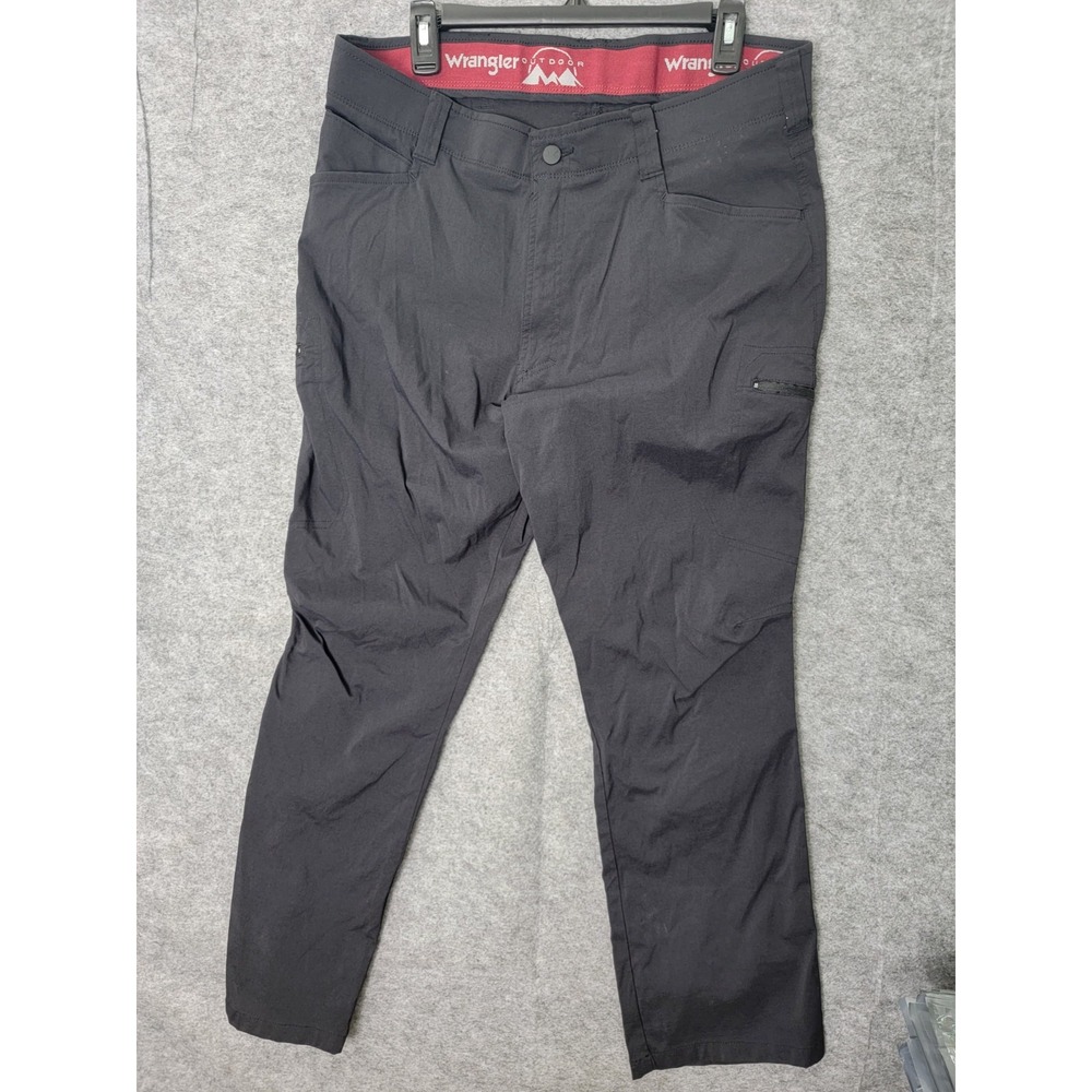 Wrangler Mens Outdoor Hiking Pants 36x30 Black Stretch Zip Pocket NW780BL